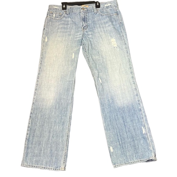 Old Navy Denim - Old Navy Blue Jeans Womens 12 Short Low Waist Boy Cut Distressed Retro Casual